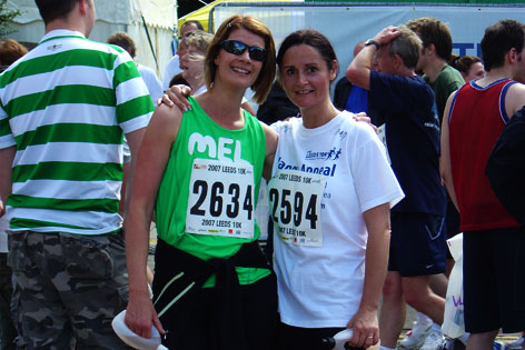 Vicki Harrison & Mel Davies running at the Jane Tomlinson MBE 10K
run Leeds 2007 Vicki Harrison & Mel Davies running at the Jane Tomlinson MBE 10K run Leeds 2007